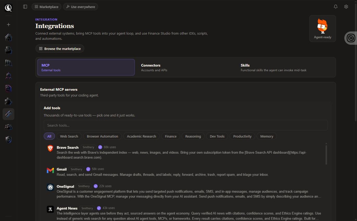 The Integrations page with MCP, Connectors and Skills tabs