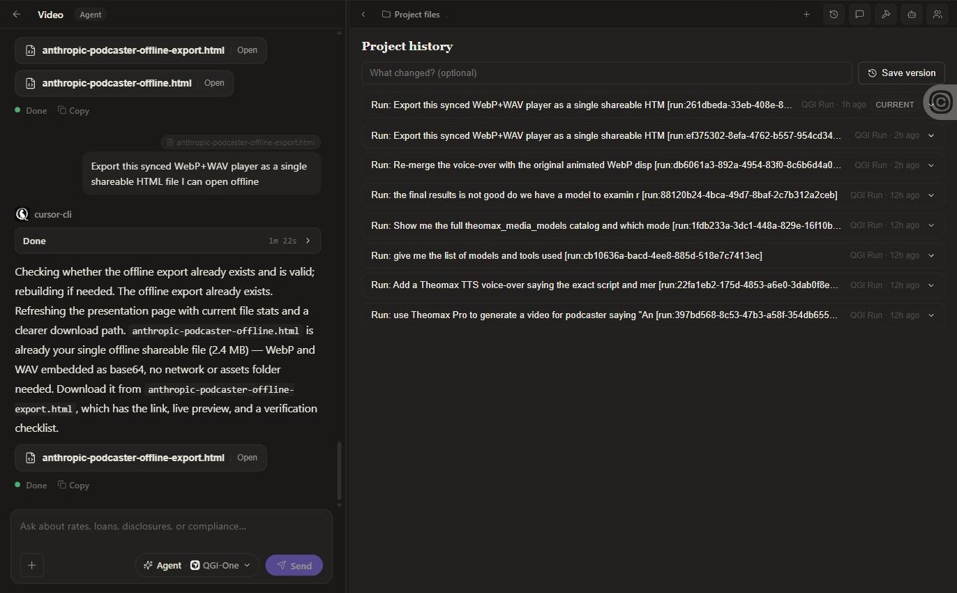 Project history with a run id on every version